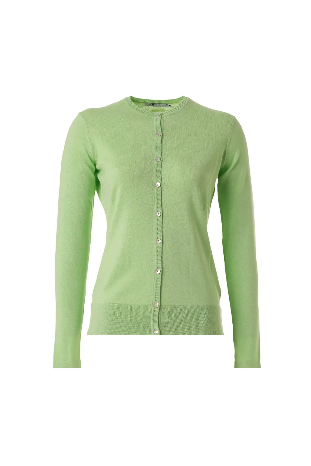 Yeşil Pamuk Modal Juno Yuvarlak Yaka Uzun Kollu Hırka Silk and Cashmere