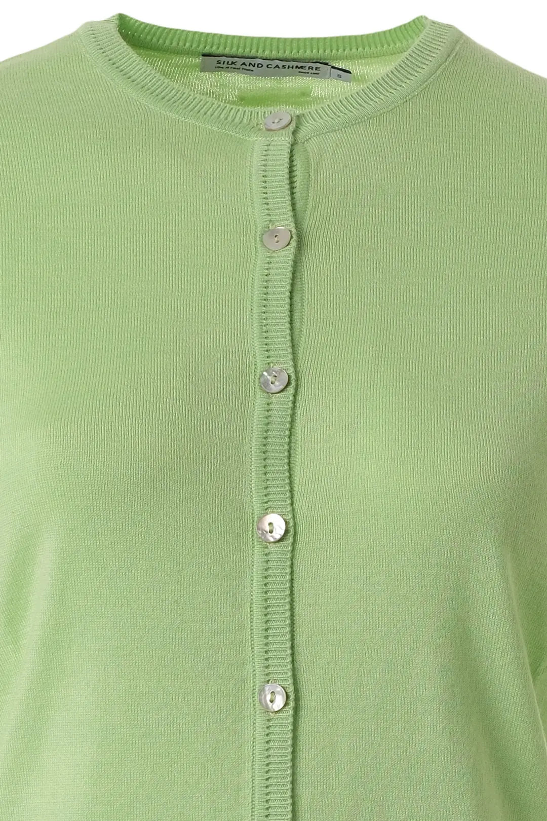 Yeşil Pamuk Modal Juno Yuvarlak Yaka Uzun Kollu Hırka Silk and Cashmere