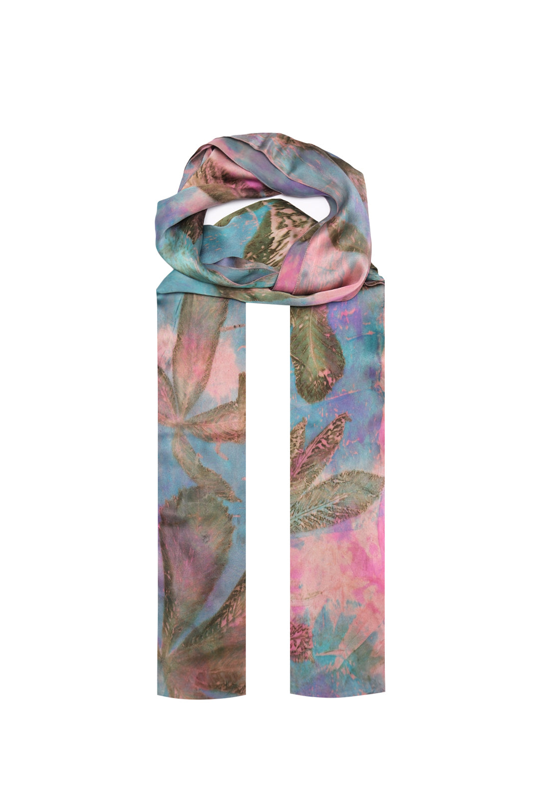 Mavi Saf İpek El Baskısı Ekolojik Şal  90 x 200 cm