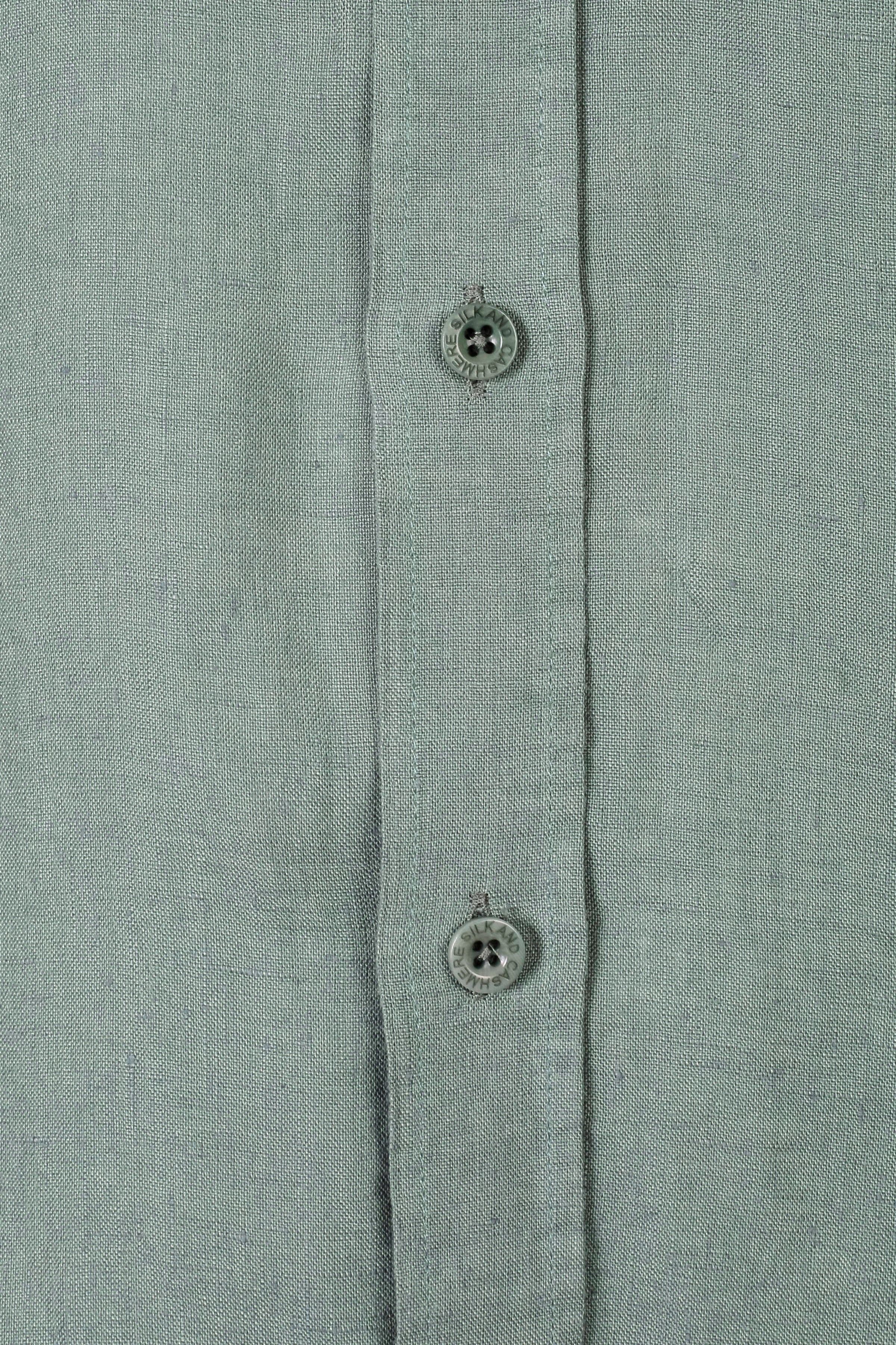 Haki Leon Keten Hakim Yaka Uzun Kollu Gömlek