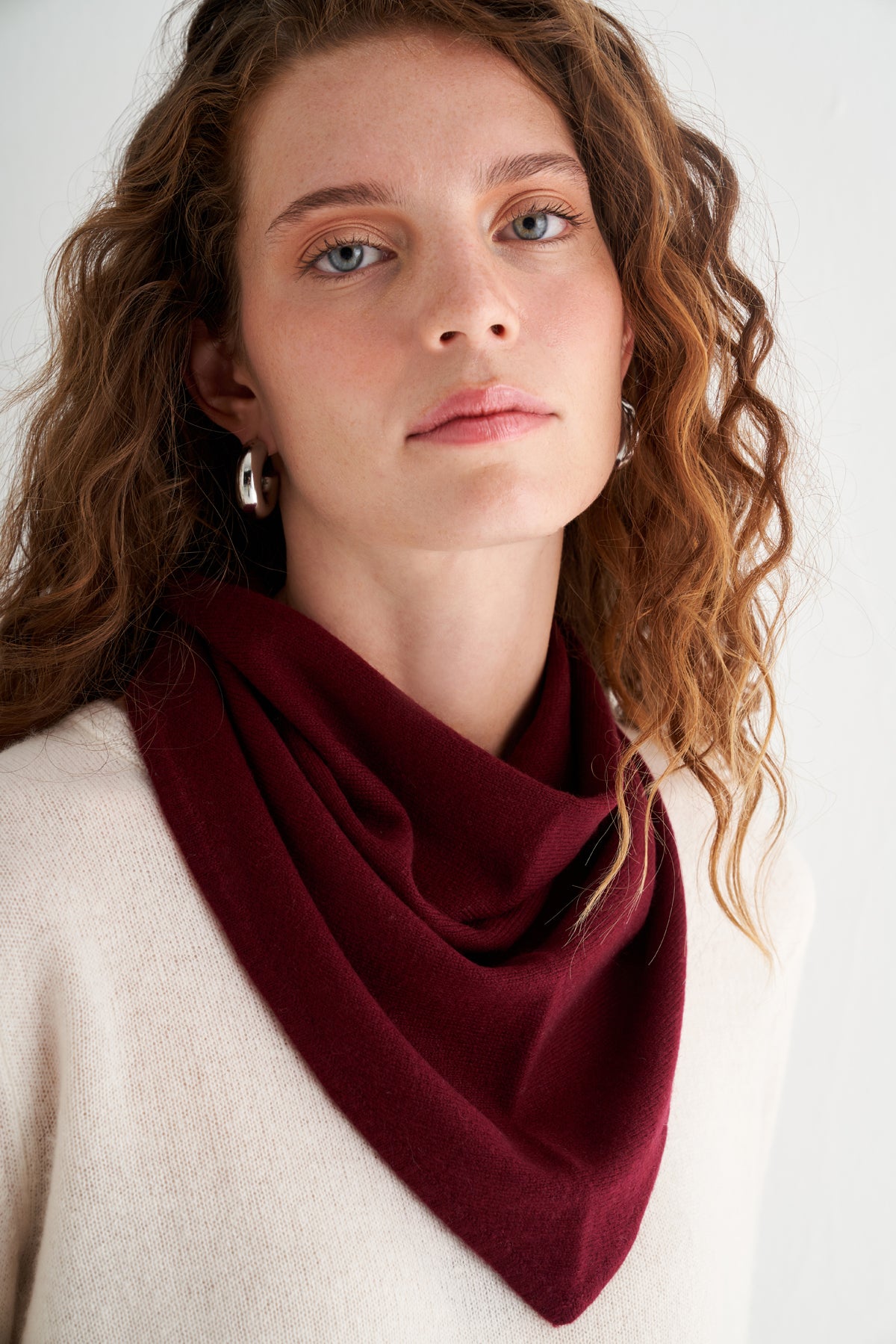 Bordo Rose Saf Kaşmir Fular Bandana 115x45x45 cm