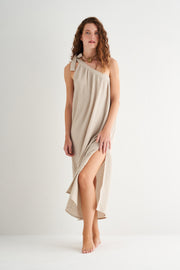 Bej Cassandra Tek Omuz Elbise