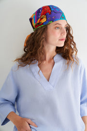 Renkli Laila Saf İpek Kare Eşarp 50x50 cm