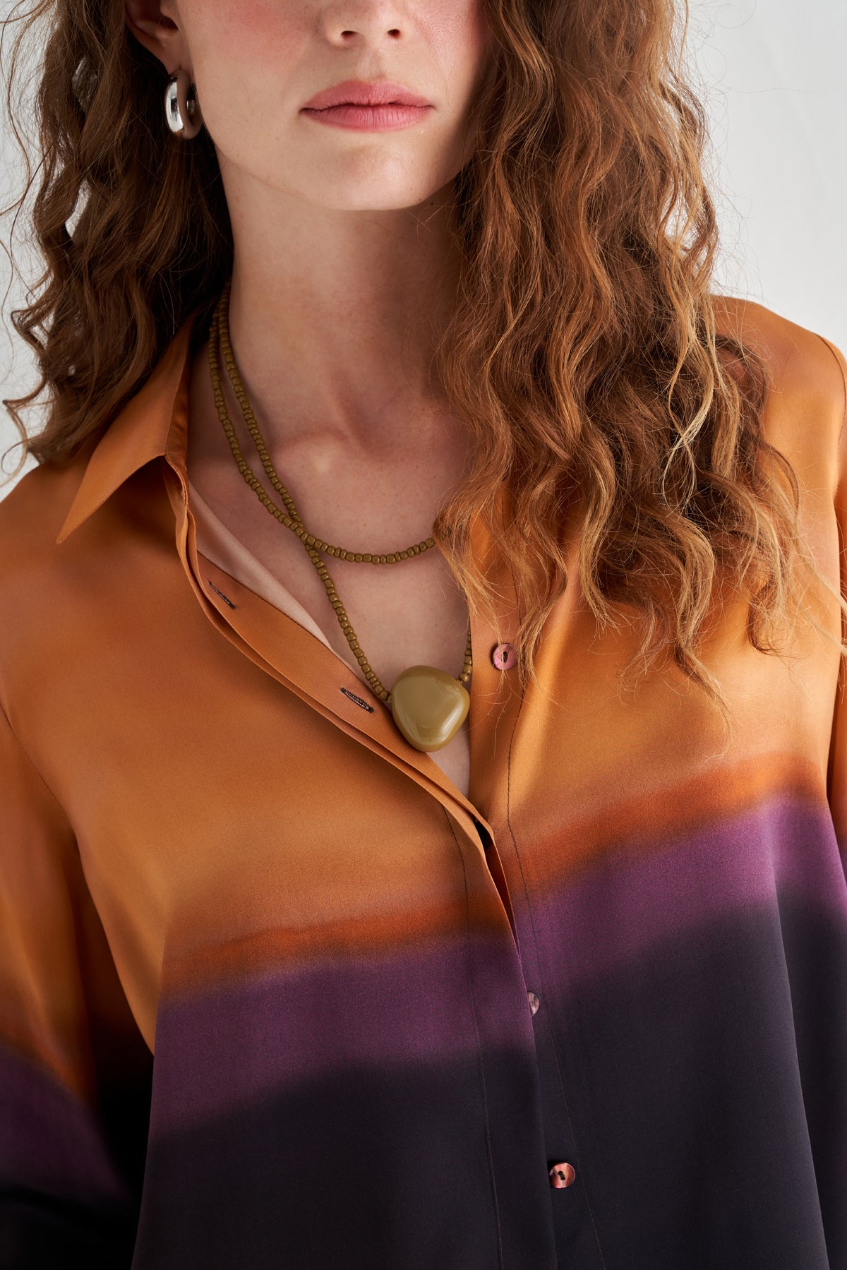 Altın Astrid Saf İpek Baskılı Gömlek