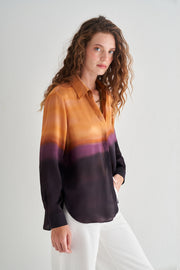 Altın Astrid Saf İpek Baskılı Gömlek