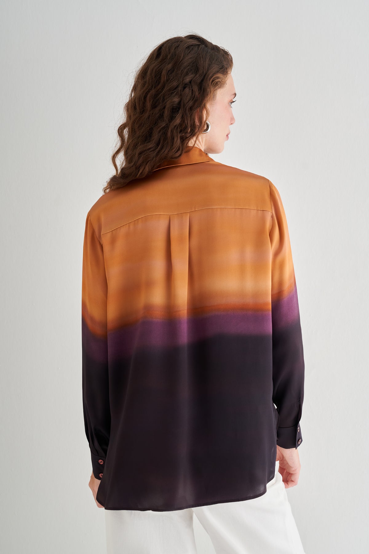 Altın Astrid Saf İpek Baskılı Gömlek