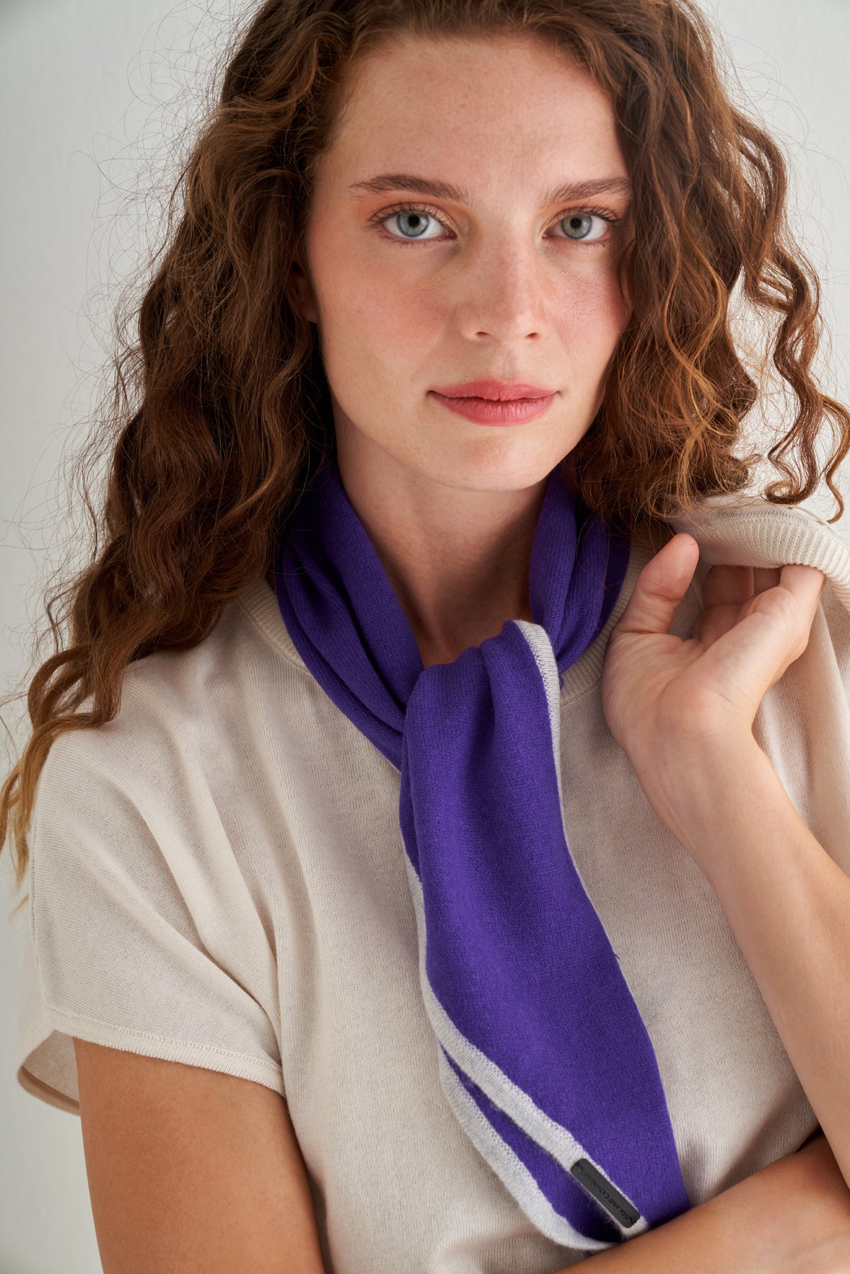 Mor Rose Saf Kaşmir Mini Atkı 88x26 cm