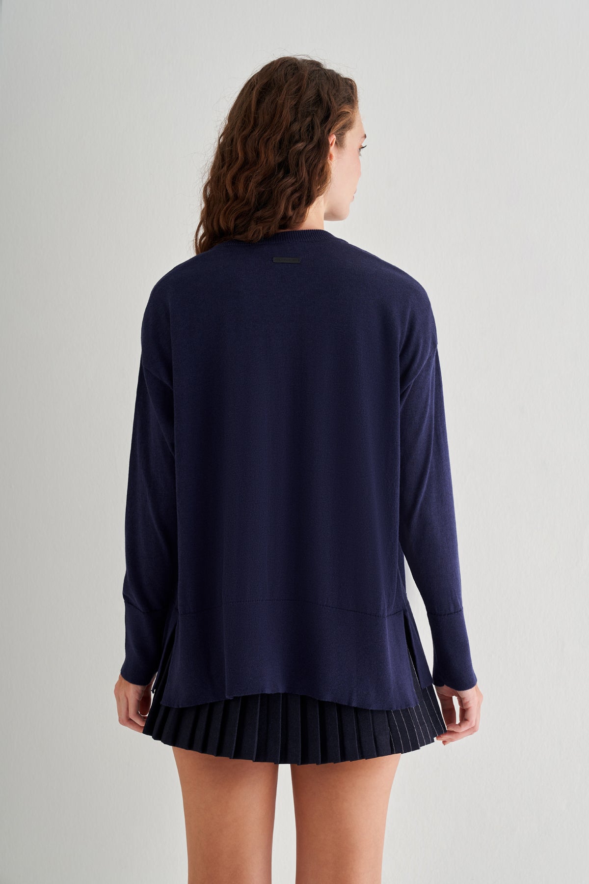 Lacivert Mila Yuvarlak Yaka Triko Hırka