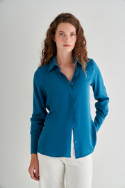 Tavuskuşu Saf İpek Audrey Uzun Kollu Gömlek