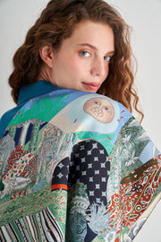 Renkli Lena Saf İpek Kare Eşarp 70x70 cm