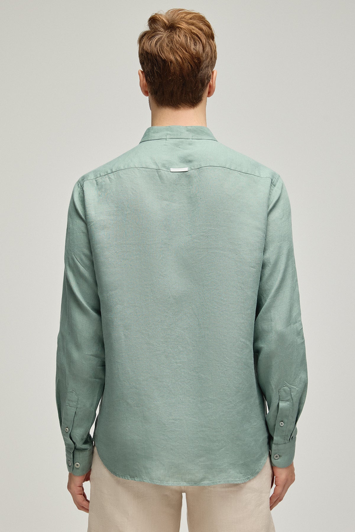 Haki Leon Keten Hakim Yaka Uzun Kollu Gömlek