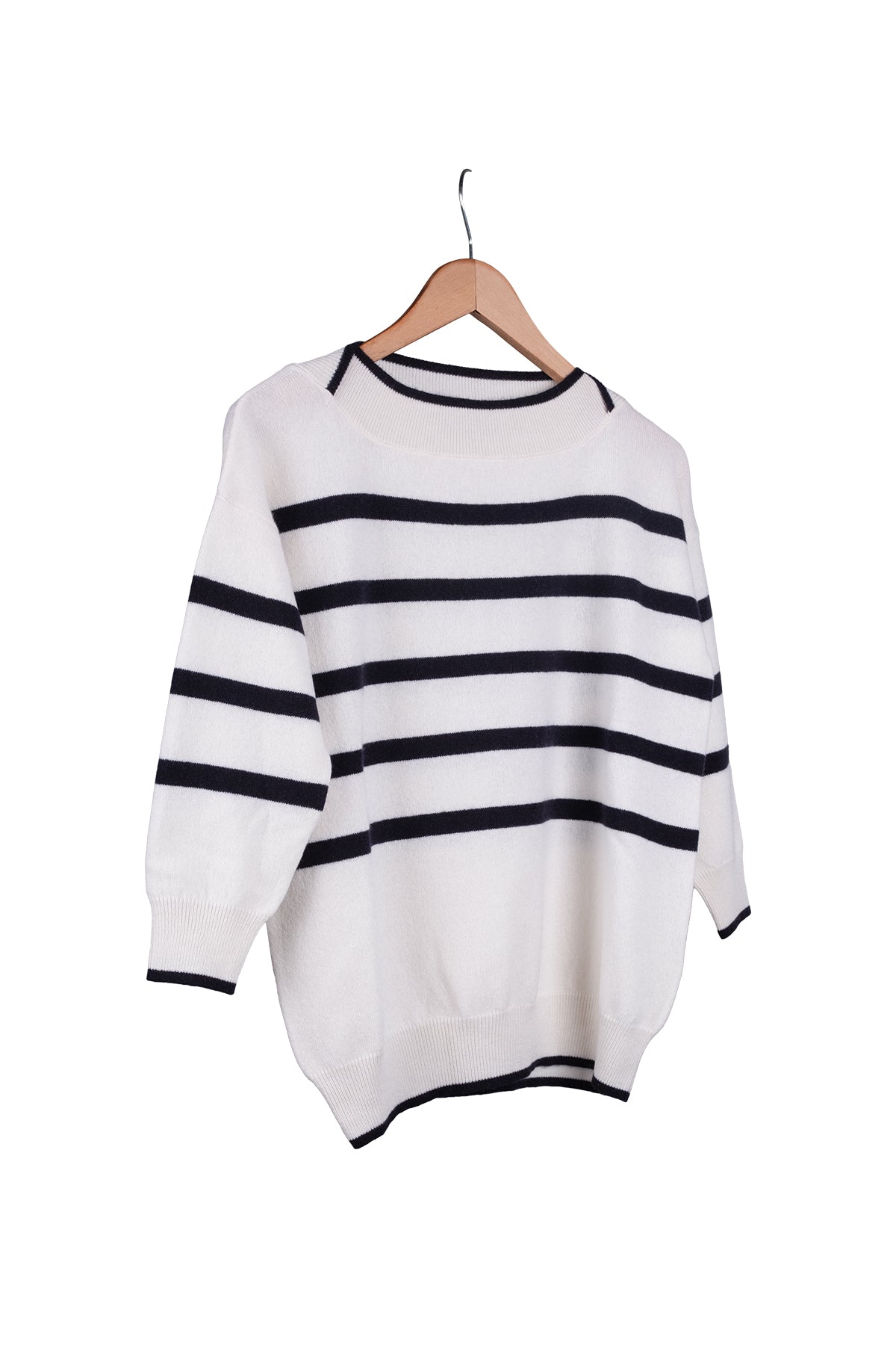 Ekru Isabella Saf Kaşmir Kayık Yaka Kazak