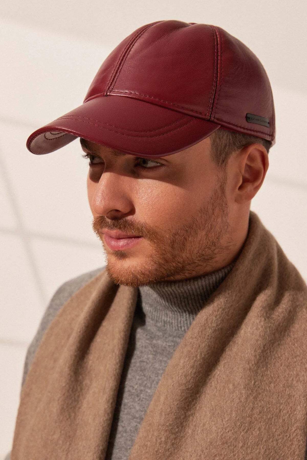 Bordo Infinity Deri Unisex Şapka