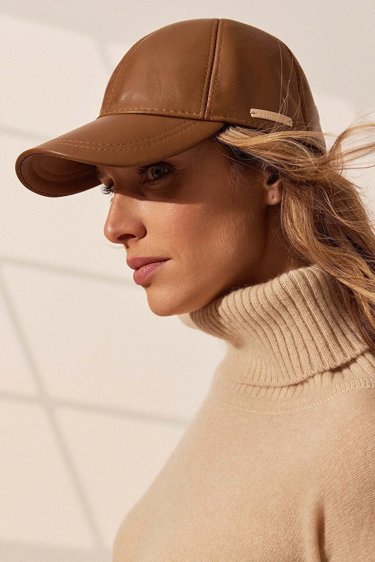 Açık Kahve Infinity Deri Unisex Şapka