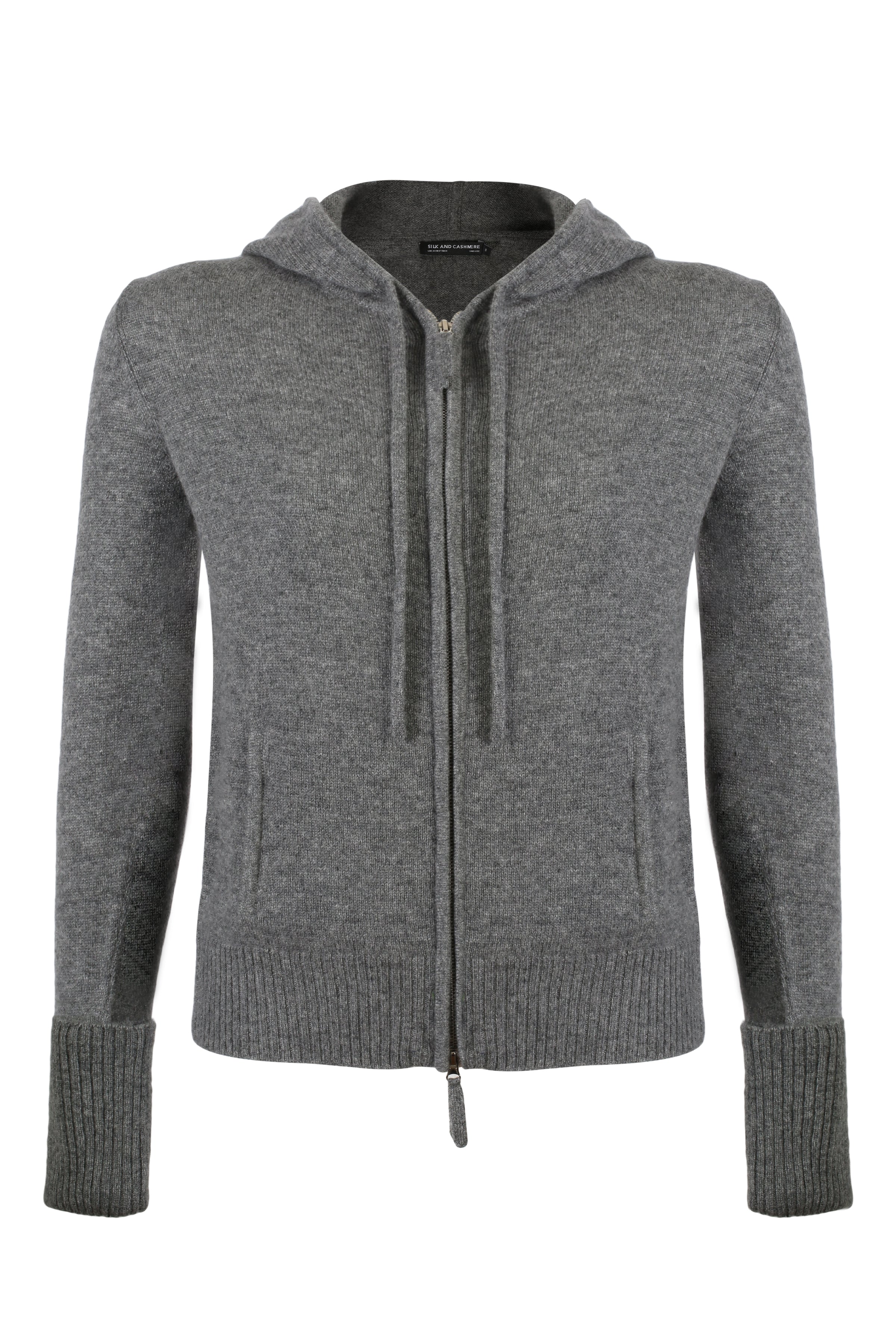 Orta Gri Melanj Orta Gri Melanj Saf Kaşmir Isabella Kadın Kapüşonlu Hırka