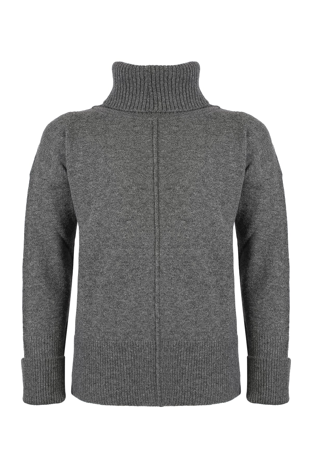 Orta Gri Melanj Saf Kaşmir Isabella Degaje Yaka Kadın Kazak