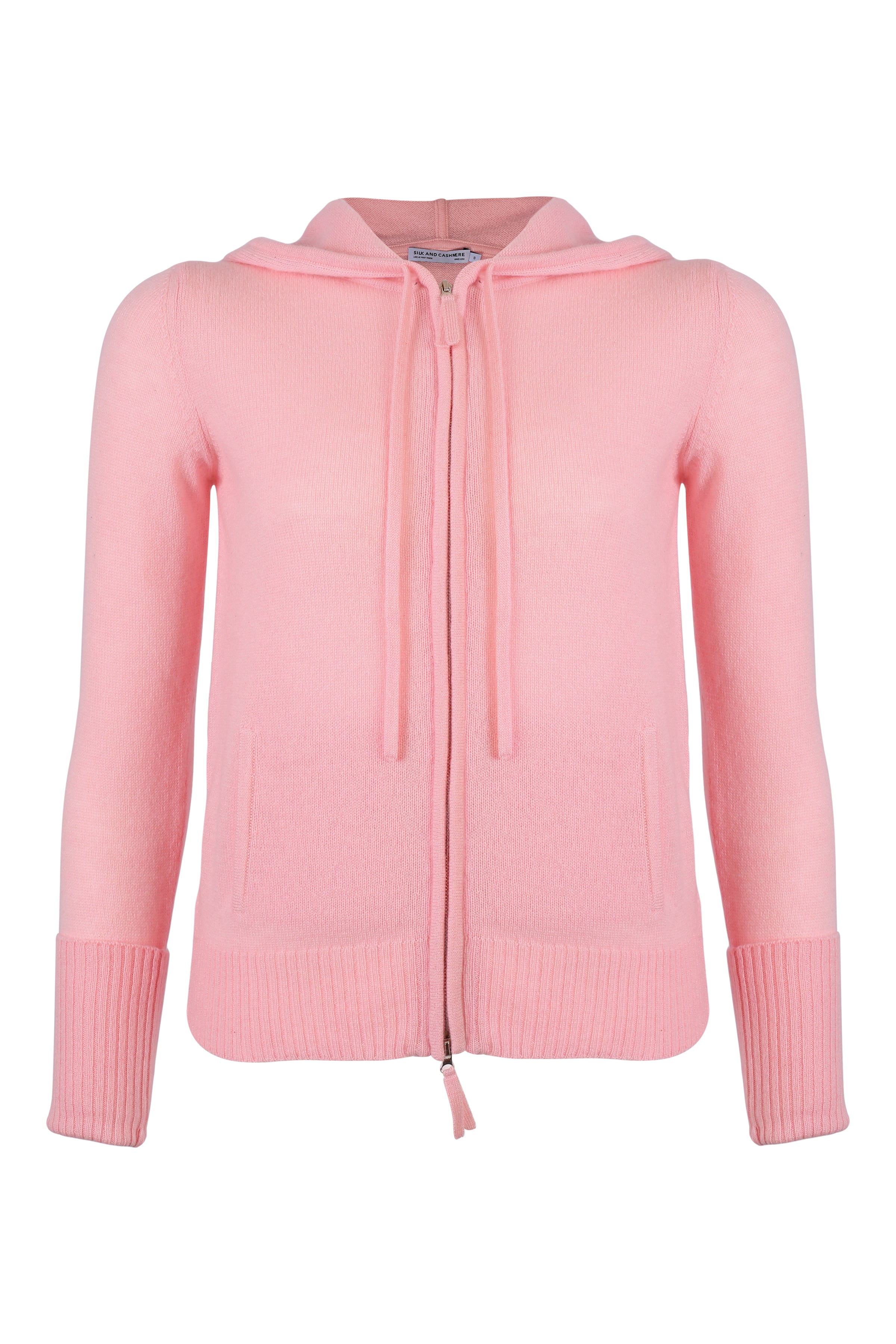 Pembe Orta Gri Melanj Saf Kaşmir Isabella Kadın Kapüşonlu Hırka