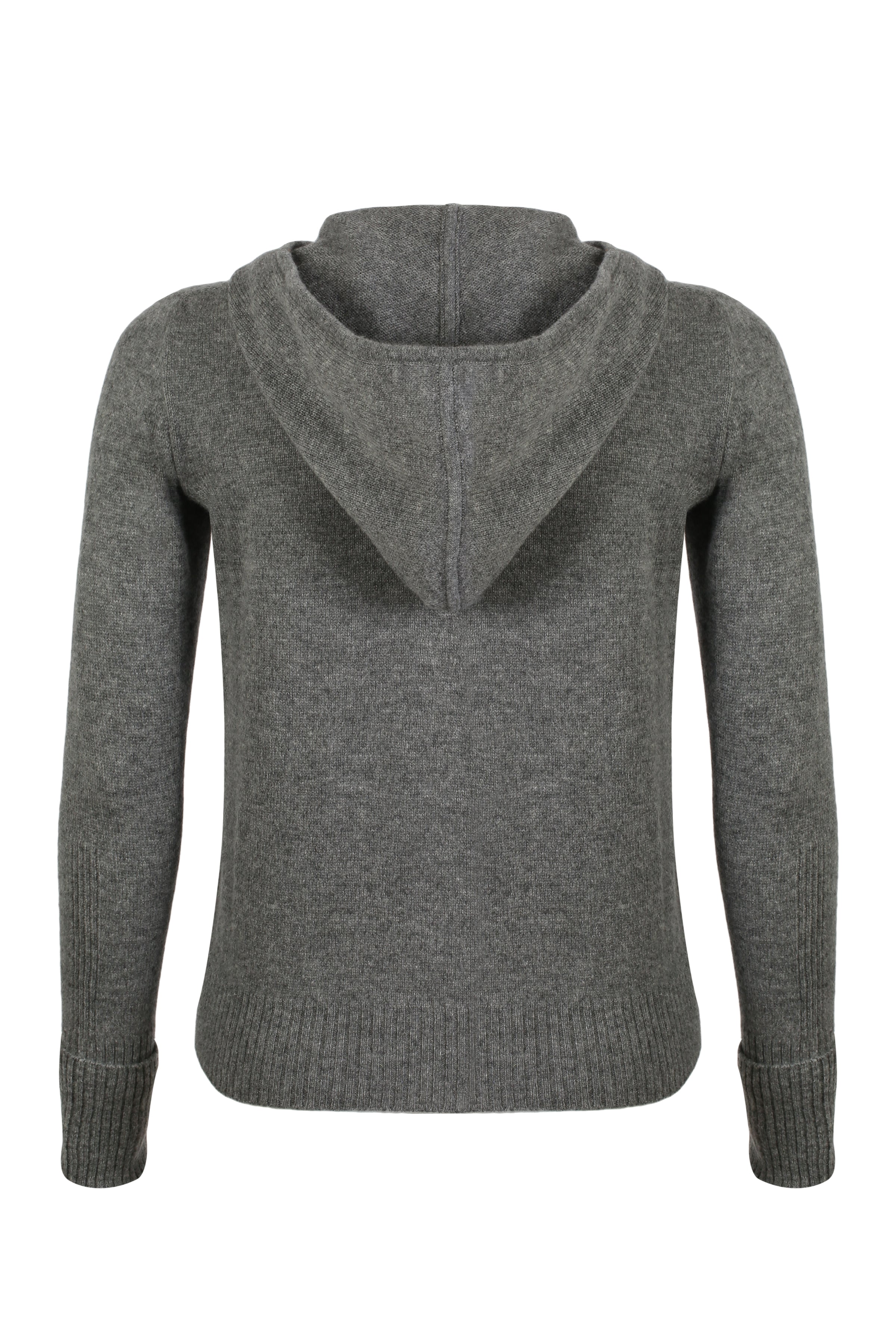 Orta Gri Melanj Orta Gri Melanj Saf Kaşmir Isabella Kadın Kapüşonlu Hırka