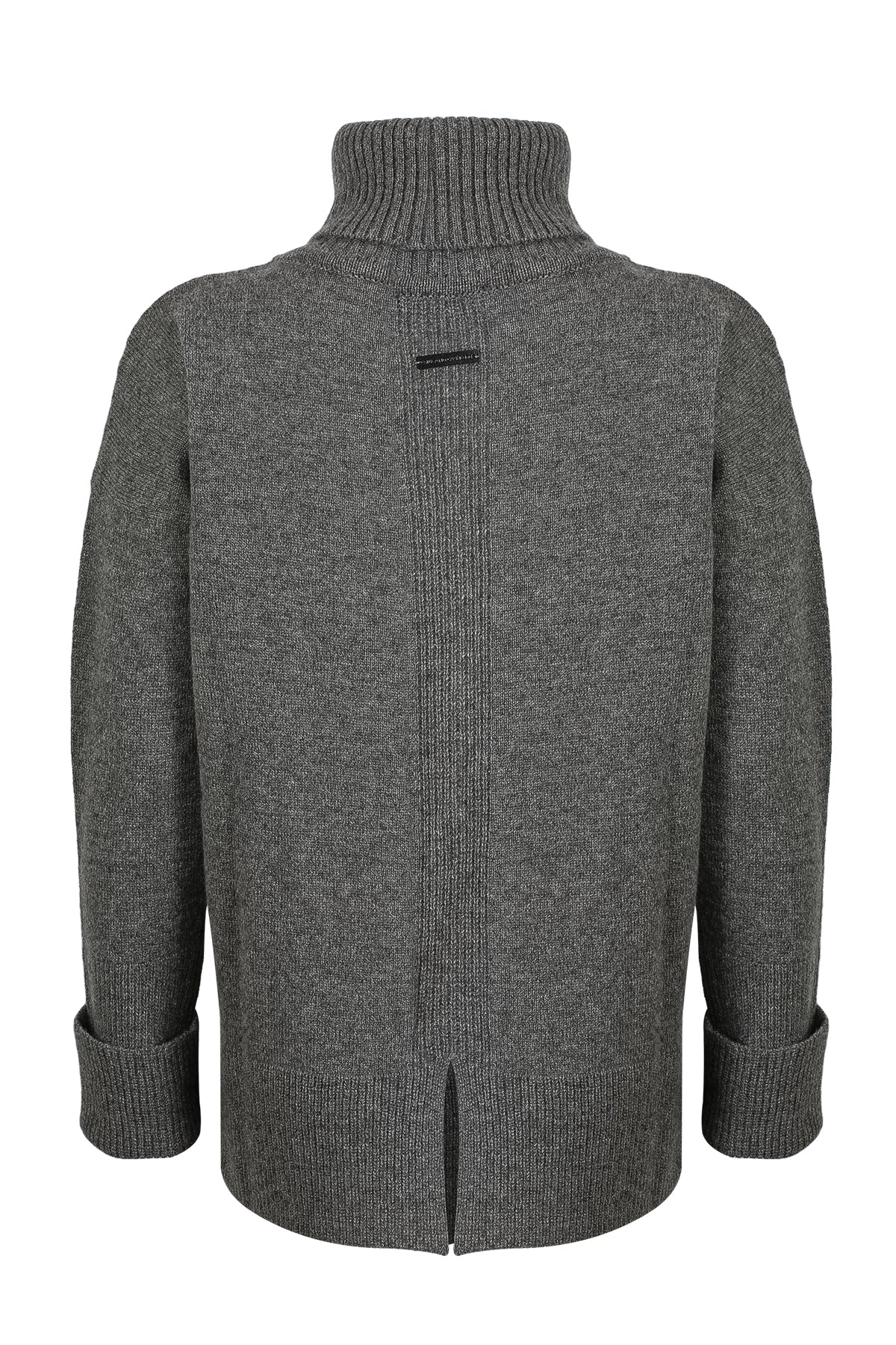 Orta Gri Melanj Saf Kaşmir Isabella Degaje Yaka Kadın Kazak