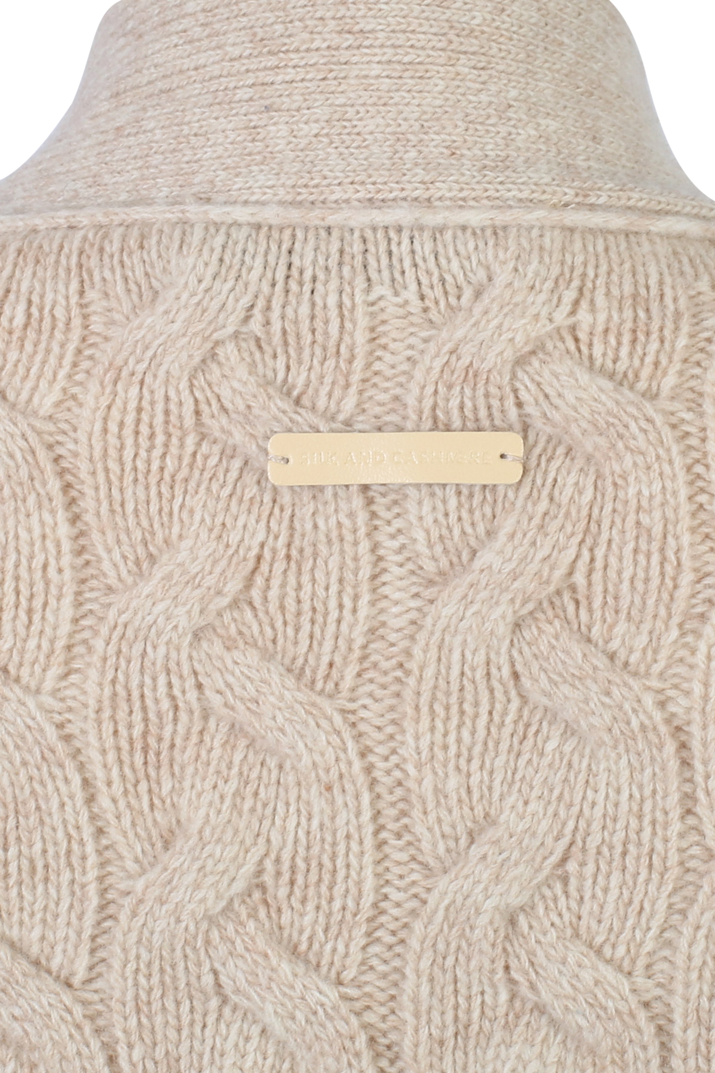 Kum Beji Saf Yün Stella Saç Örgülü Kadın Uzun Hırka