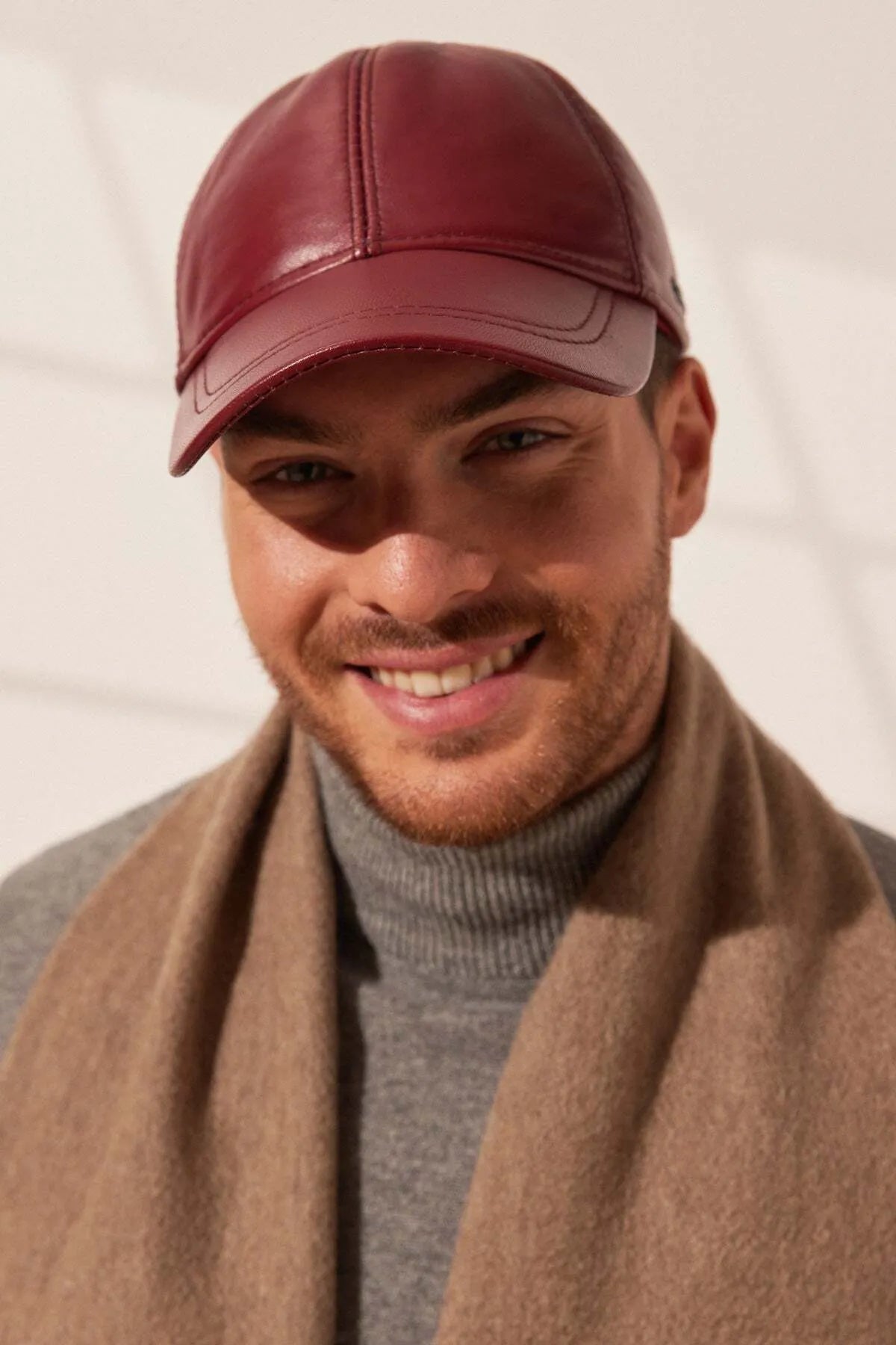 Bordo Infinity Deri Unisex Şapka