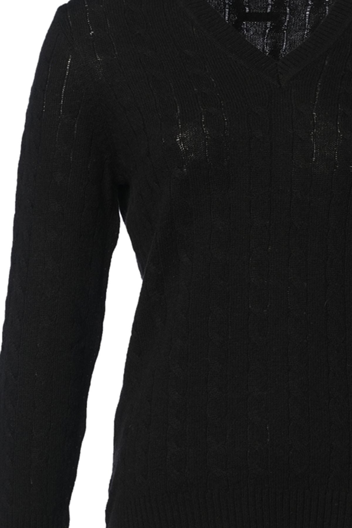 Siyah Kaşmir ve Yün Amelia Kadın Kazak