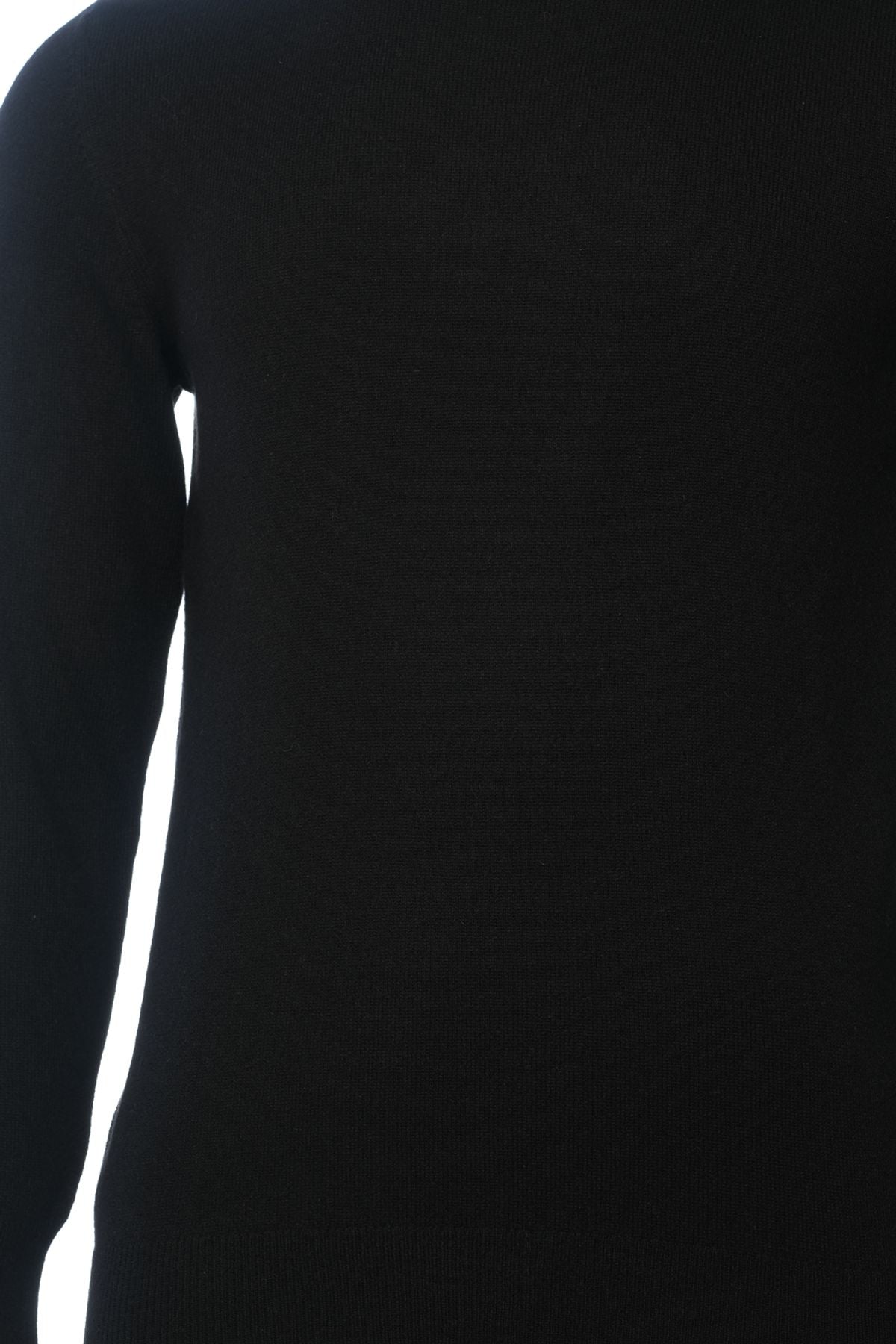 Siyah Saf Kaşmir Balıkçı Yaka Uzun Kollu Erkek Kazak