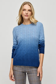 Mavi Amelia Kaşmir Yün Saç Örgülü Degrade Yuvarlak Yaka Uzun Kollu Kazak