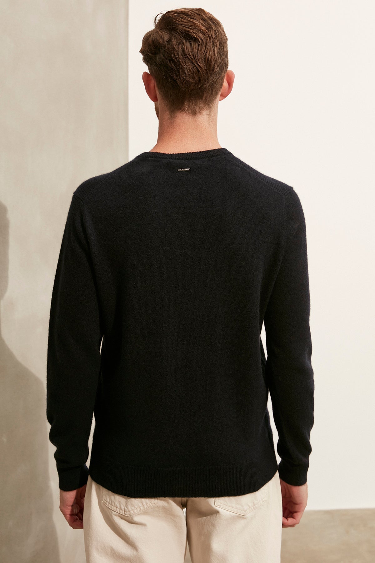 Lacivert Saf Kaşmir V Yaka Uzun Kollu Vincent Erkek Kazak