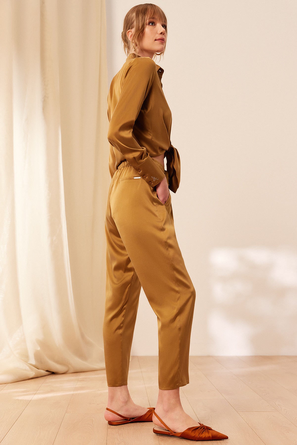 Altın Saf İpek Audrey Pantolon
