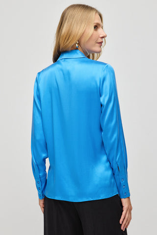Mavi Saf İpek Audrey Kadın Gömlek
