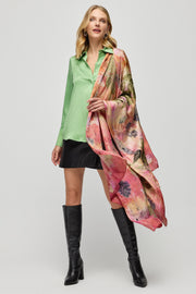 Gül Kurusu Saf İpek El Baskısı Ekolojik Şal  90 x 200 cm