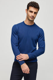 Lacivert İpek Kaşmir Utku Yuvarlak Yaka Uzun Kollu Erkek Triko