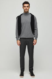 Orta Gri Melanj Saf Kaşmir Yarım Balıkçı Yaka Erkek  Kazak