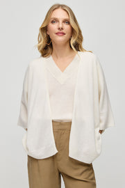 Beyaz Saf Kaşmir Kostir Rahat Kesim Kadın Hırka