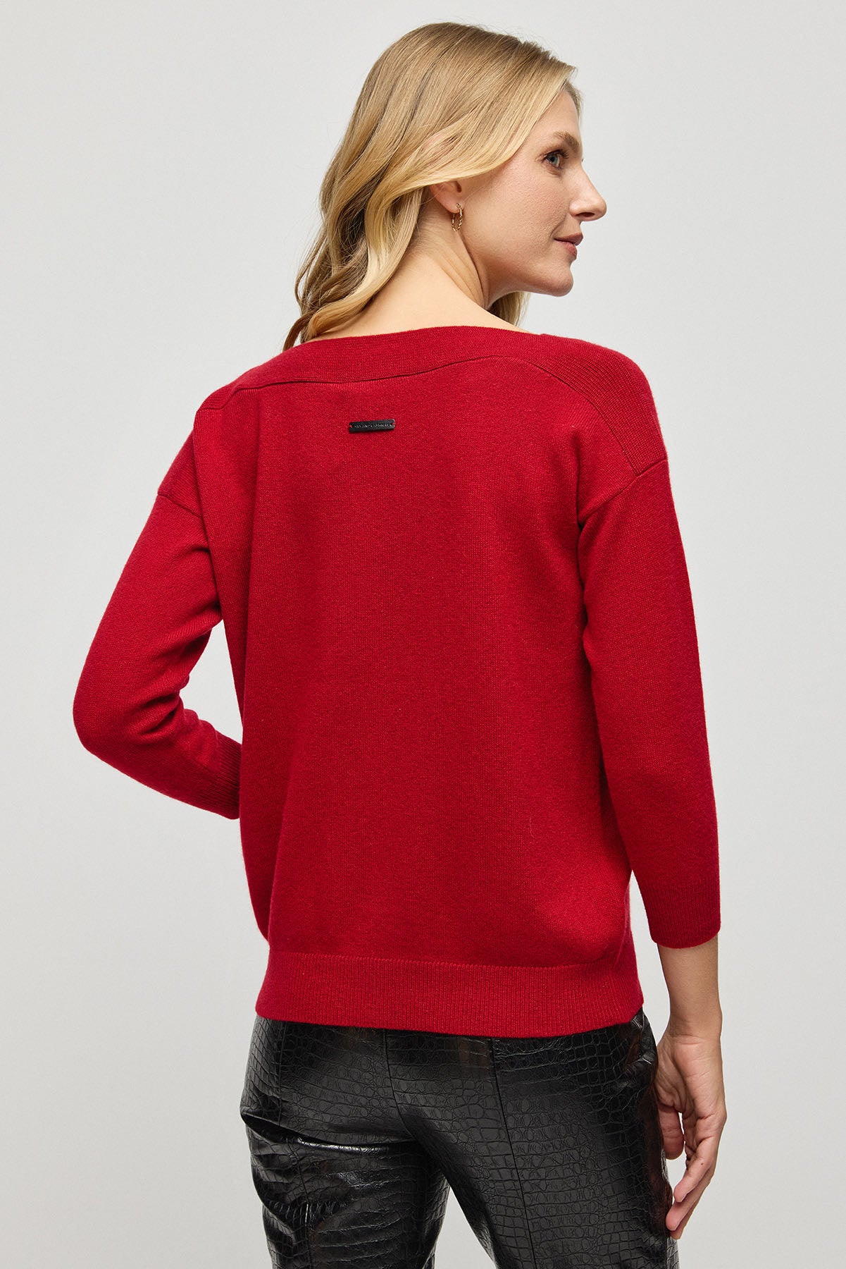 Bordo Saf Kaşmir Isabella Kayık Yaka Kadın Kazak