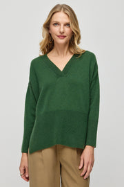 Yeşil Saf Kaşmir Isabella Derin V Yaka Kadın Kazak