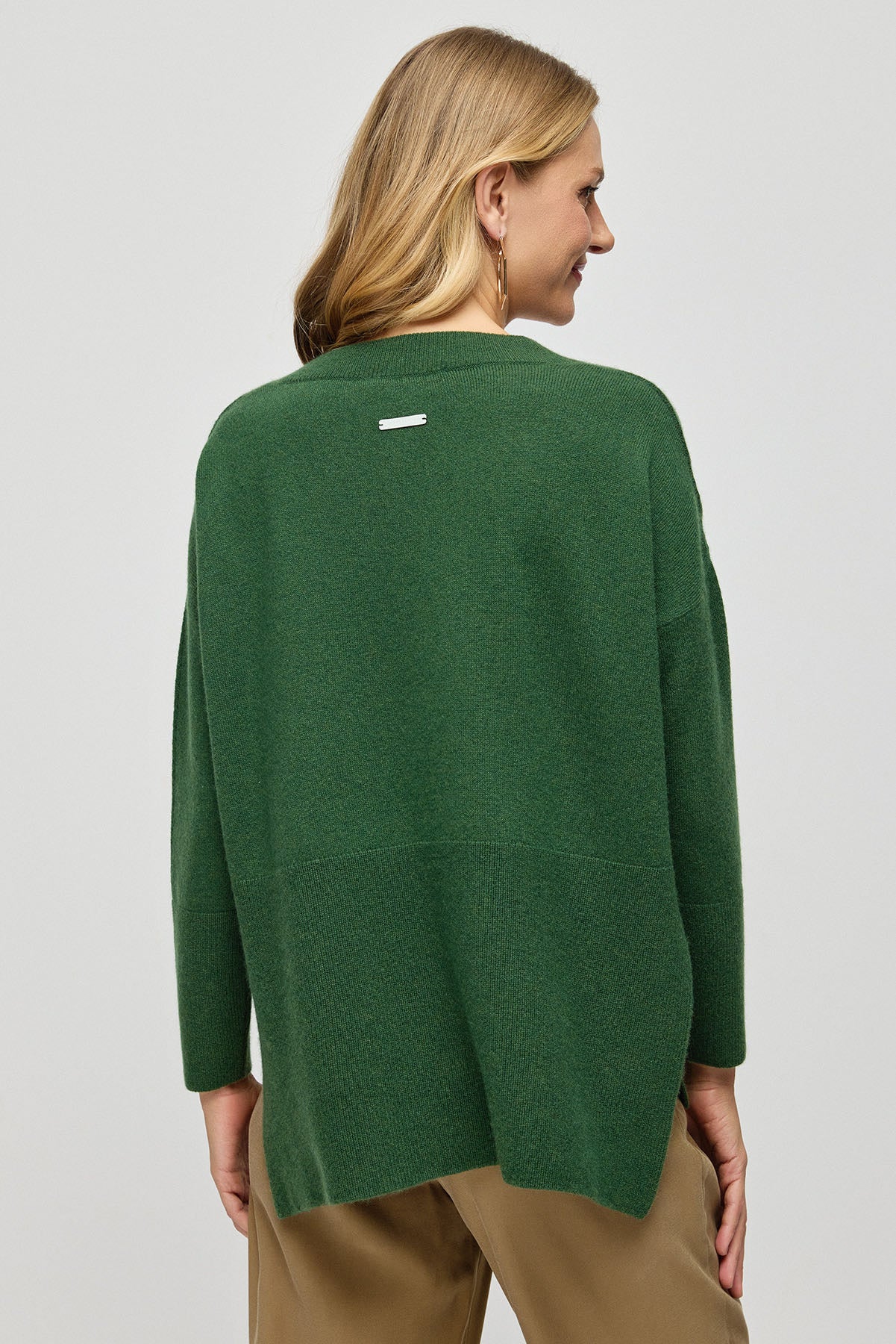 Yeşil Saf Kaşmir Isabella Derin V Yaka Kadın Kazak