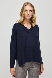 Lacivert Saf Kaşmir Isabella Derin V Yaka Kadın Kazak