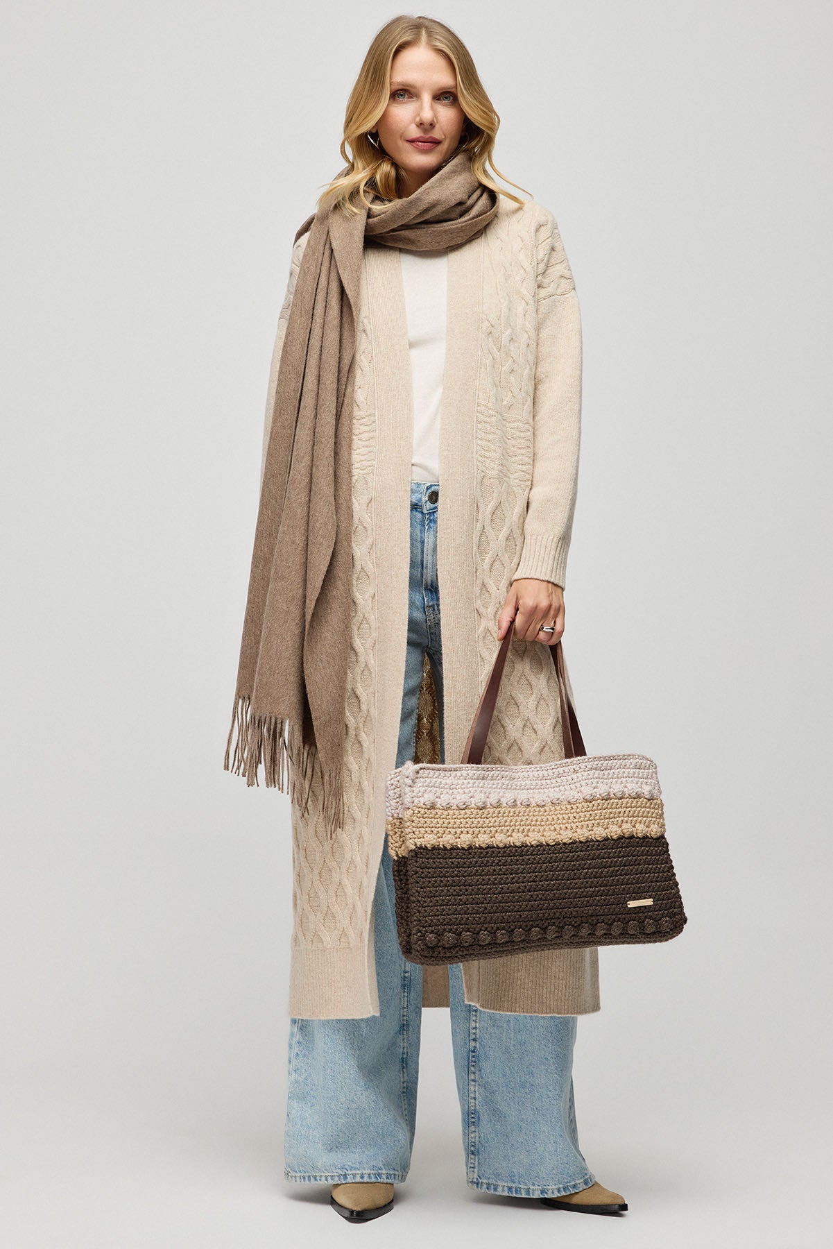 Bej Nancy Saf Yün Kadın Çanta