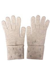Ekru Melanj Yün Kaşmir Taşlı Yıldız Detaylı Eldiven