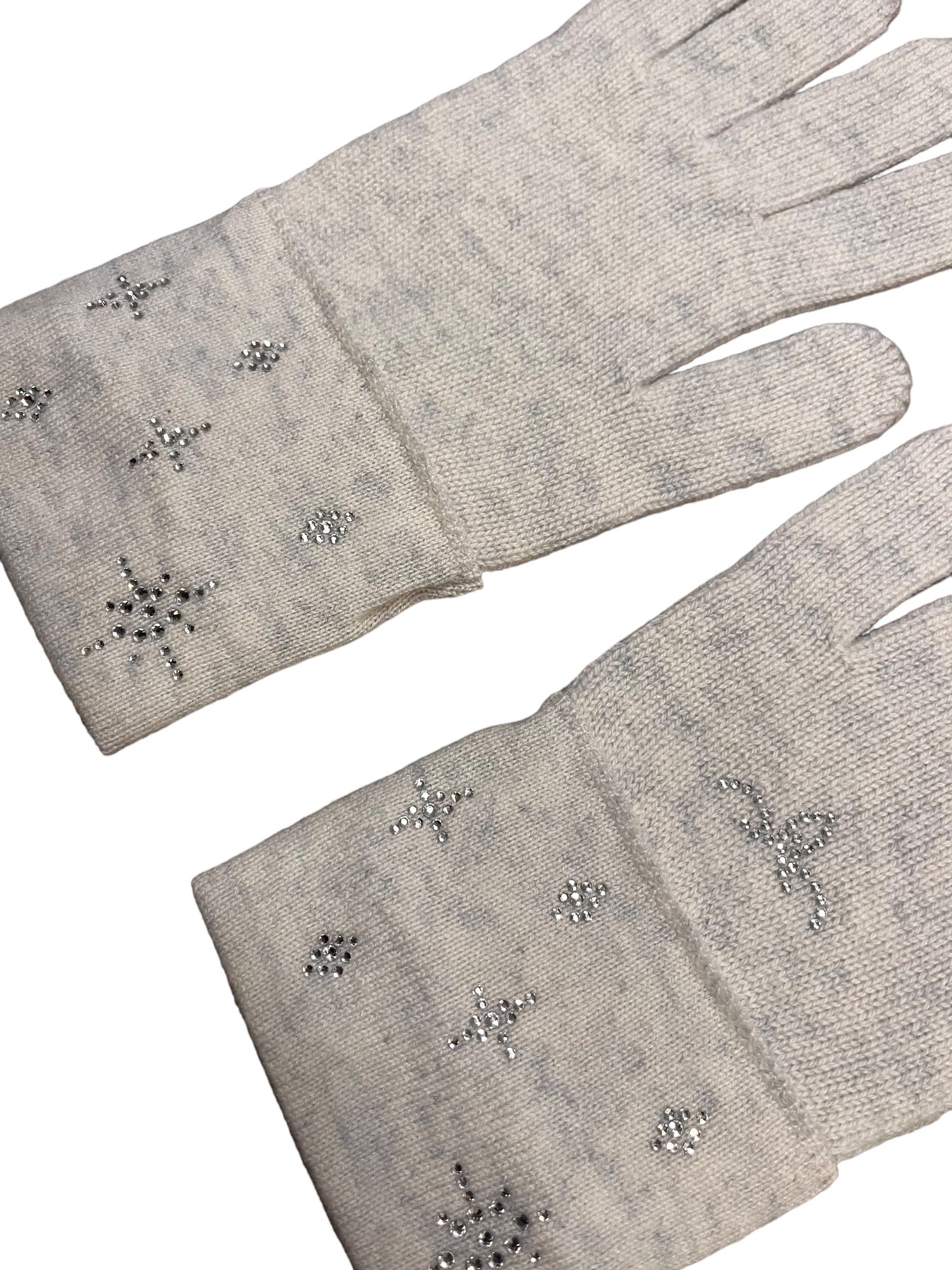 Ekru Melanj Yün Kaşmir Taşlı Yıldız Detaylı Eldiven