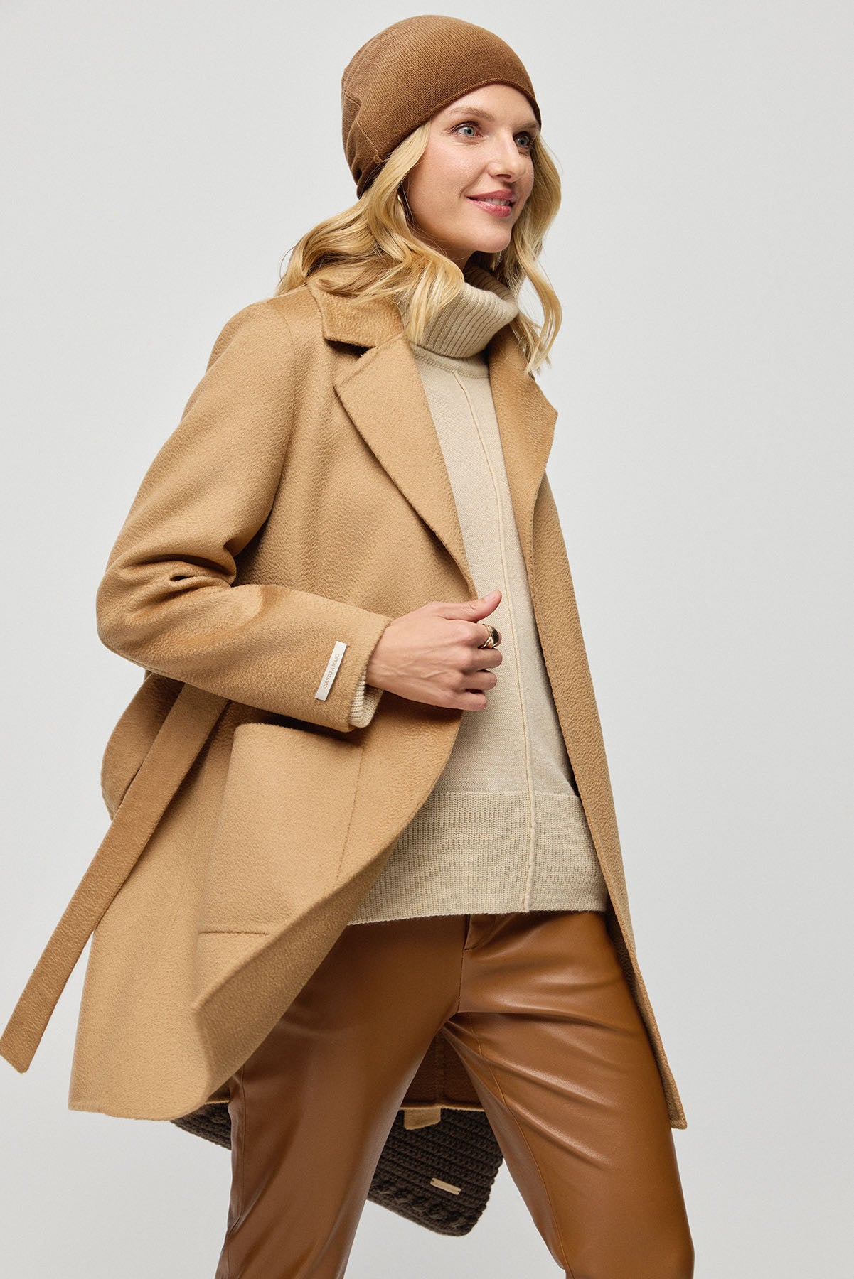 Camel Kaşmirli Meghan  Kısa Palto