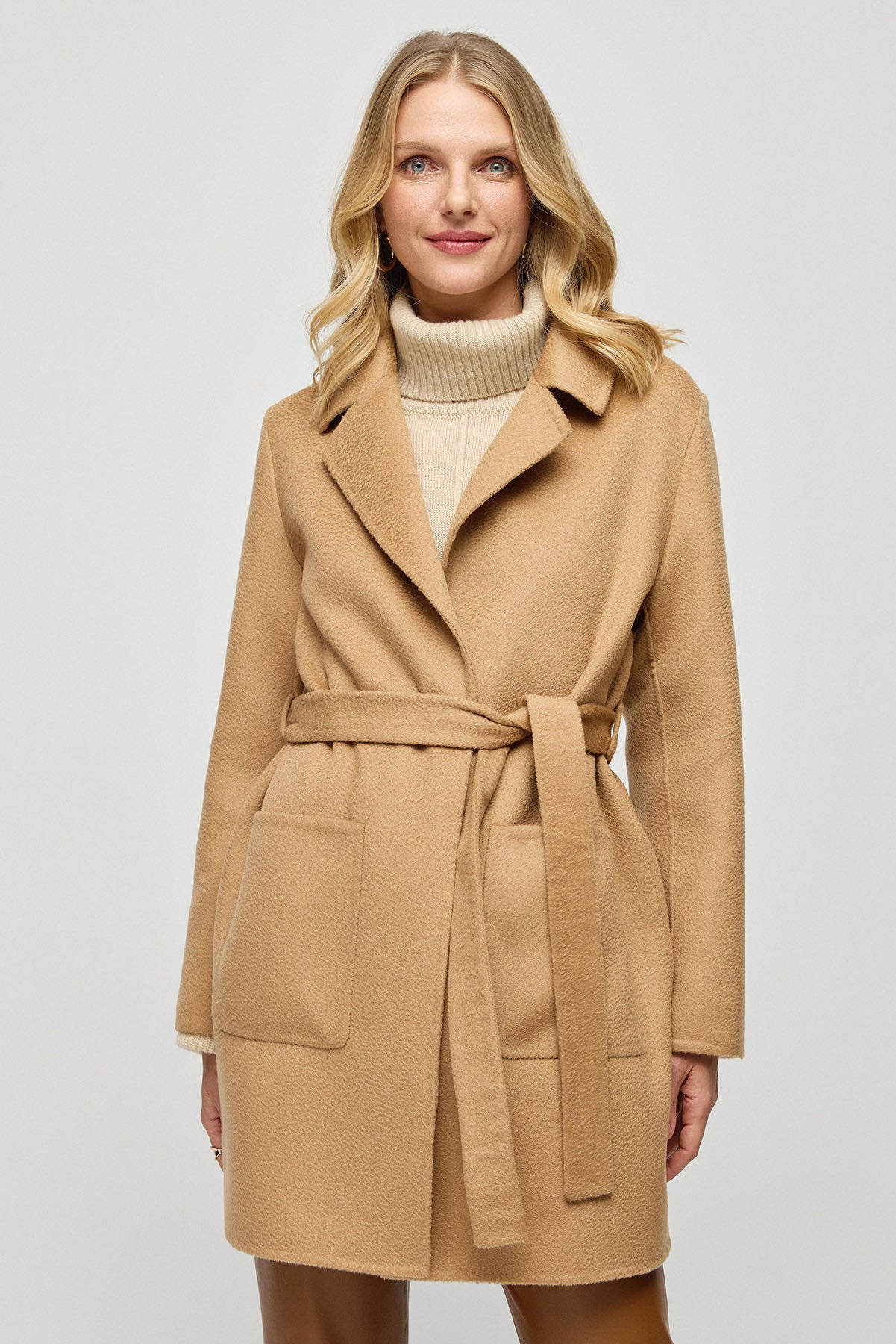 Camel Kaşmirli Meghan  Kısa Palto