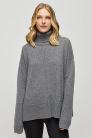 Orta Gri Melanj Saf Kaşmir Isabella Degaje Yaka Kadın Kazak