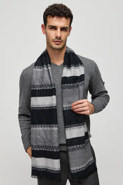 Siyah Roma Baskılı Modal Kaşmir Atkı 30x180 cm 23WMWL-300