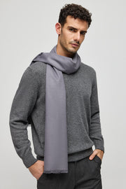 Gri Saf İpek Lotus Atkı 30x177 cm