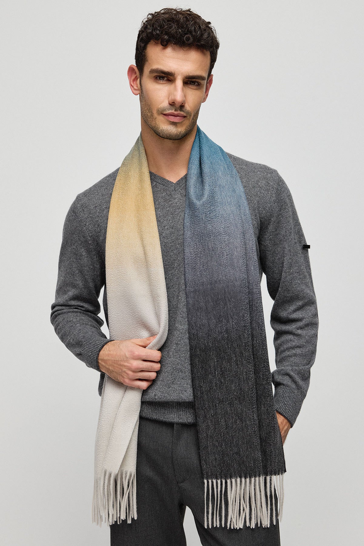 Antrasit Patrick Saf Kaşmir Atkı 180 x 30 cm