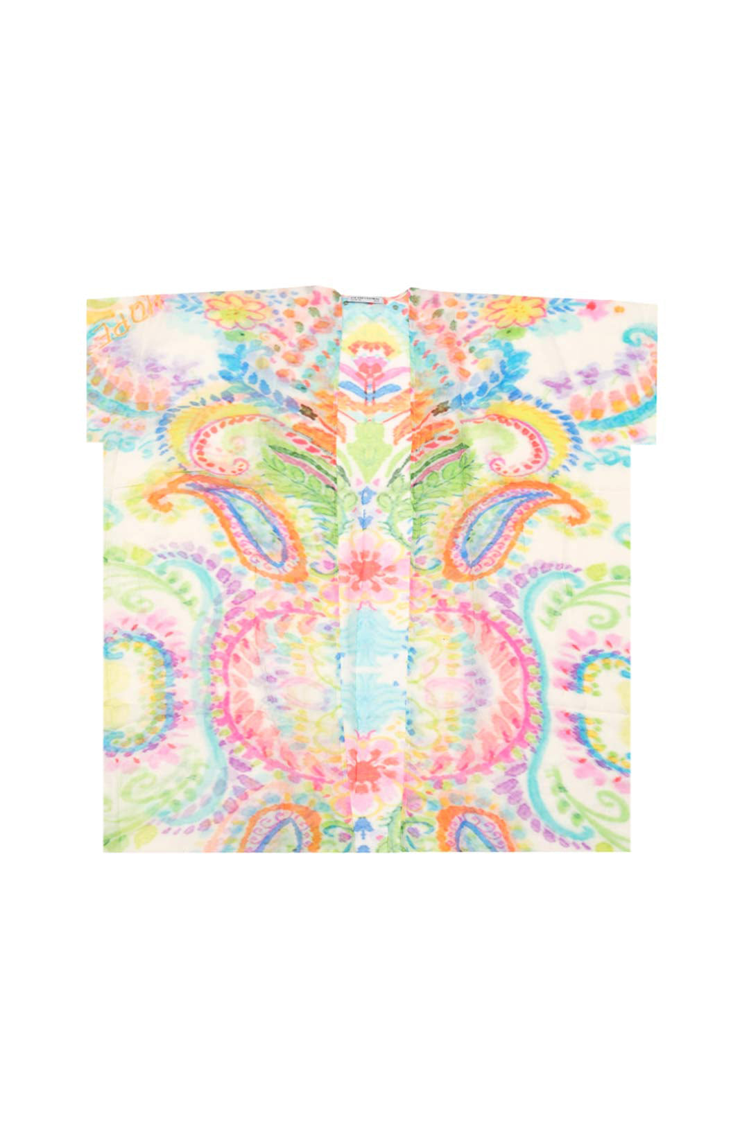 Mercan Jas İpekli Desenli Kısa Kollu Kimono Hırka