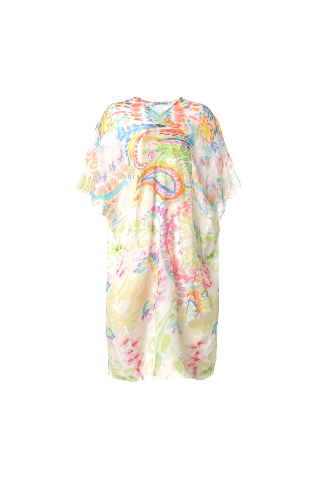 Mercan Jas İpekli Desenli Kısa Kollu Kimono Hırka